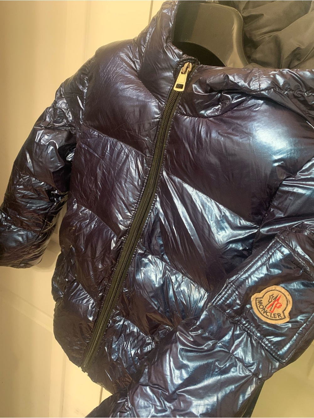 Moncler Kids Metallic Navy Quilted Puffer Jacket